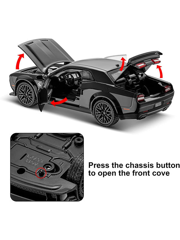 Dodge Challenger Hellcat 1:24 Diecast Metal Model – Black - Scale 1:24 - Toyloft