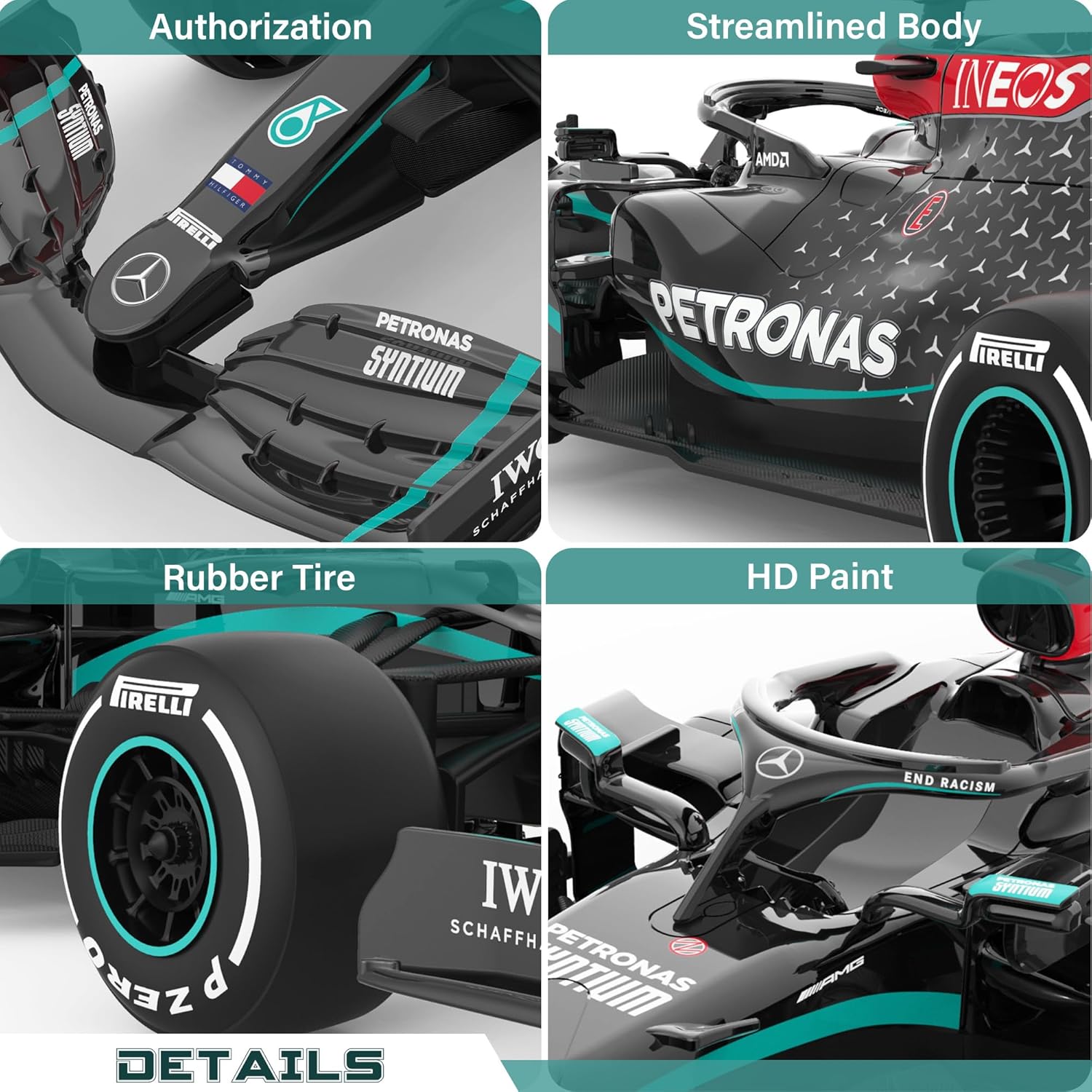Rastar Authentic Licensed Mercedes-benz F1 W11 RC Car - Detailed Design, 2.4GHz Control | Color :  1:18 Mercedes-benz F1 W11