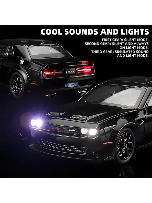 Dodge Challenger Hellcat 1:24 Diecast Metal Model – Black - Scale 1:24 - Toyloft