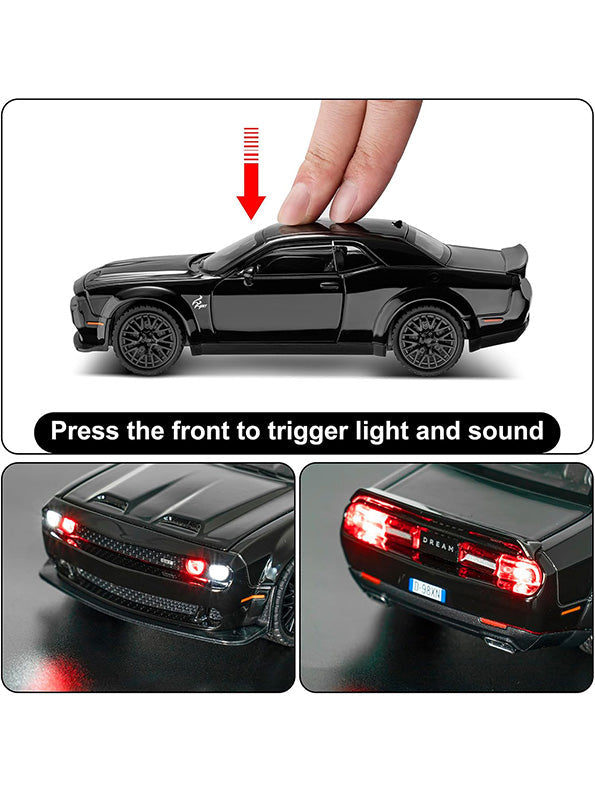 Dodge Challenger Hellcat 1:24 Diecast Metal Model – Black - Scale 1:24 - Toyloft