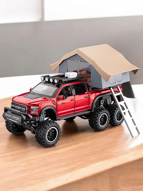 Ford Raptor F150 RV Diecast Car With Tent - 1:24 Scale - Metal Build - Big Size - Toyloft