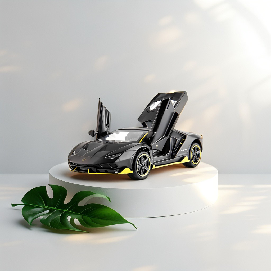 Lamborghini Metal Diecast Car - Black - Medium Size - Free Car Inside.